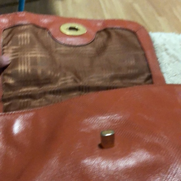 TODAY ONLY:BEAN POLE DARK ORANGE LEATHER 2 WAY BAG - tarnish & signs of wear - Picture 6 of 14